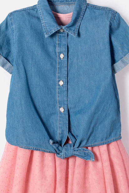 VESTIDO DE LITTLEMIC CON TULL MULTICOLOR PARA NIÑA 2T A 6T