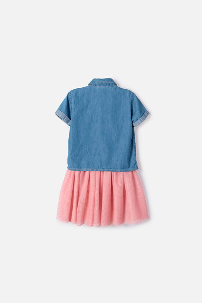 VESTIDO DE LITTLEMIC CON TULL MULTICOLOR PARA NIÑA 2T A 6T