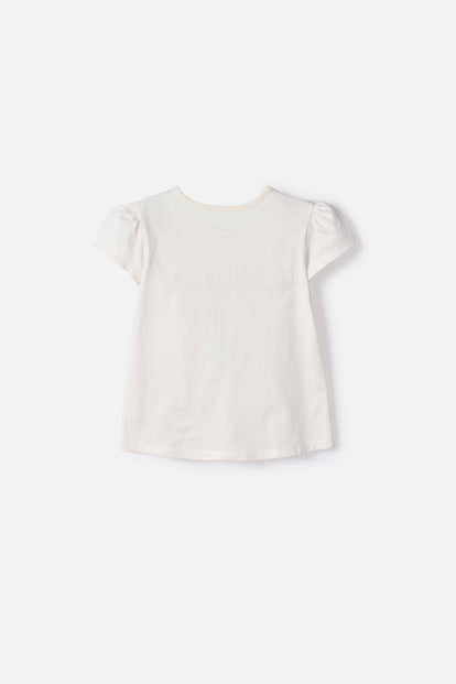 CAMISETA LITTLEMIC MANGA CORTA MARFIL PARA NIÑA 2T A 6T