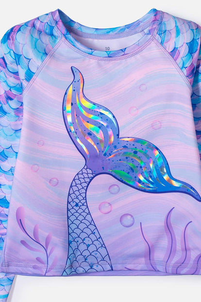 CONJUNTO DE BAÑO MIC MANGA LARGA MORADO PARA NIÑA