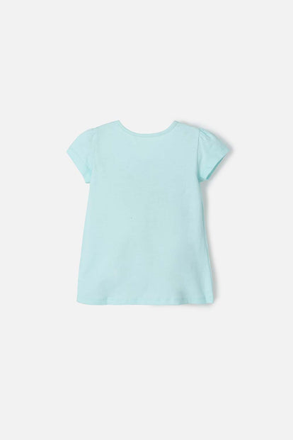 CAMISETA DE ENCANTO MANGA CORTA VERDE AGUA PARA NIÑA 2T A 5T