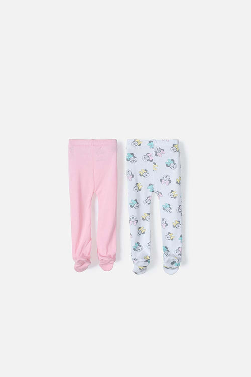 MINNIE MOUSE PINK AND WHITE FOOTIE PANTS FOR BABY GIRL