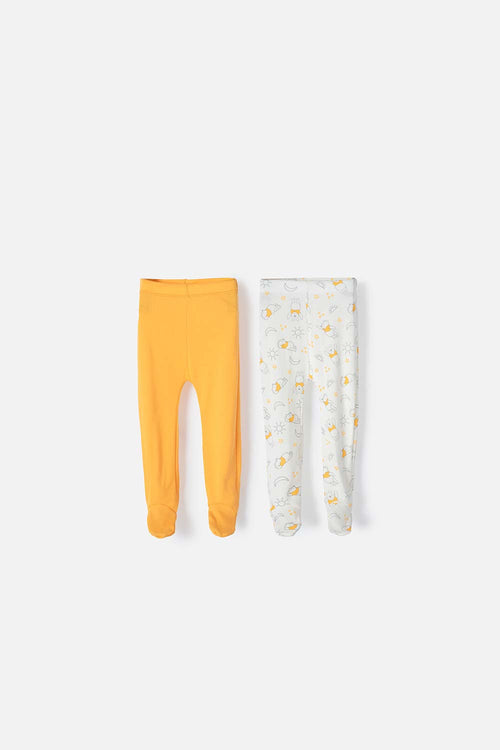 WINNIE THE POOH MUSTARD AND IVORY COVERED FEET TROUSER SET FOR BABY GIRL
