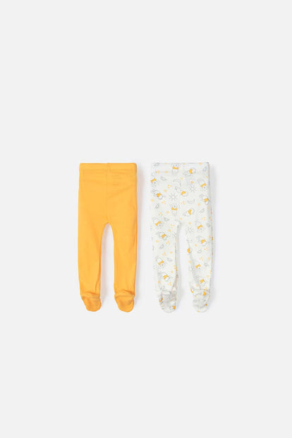 DÚO PANTALONES DE WINNIE THE POOH CON PIES CUBIERTOS MOSTAZA Y MARFIL PARA BEBÉ NIÑA