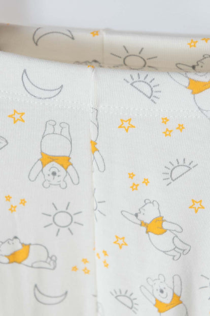 DÚO PANTALONES DE WINNIE THE POOH CON PIES CUBIERTOS MOSTAZA Y MARFIL PARA BEBÉ NIÑA
