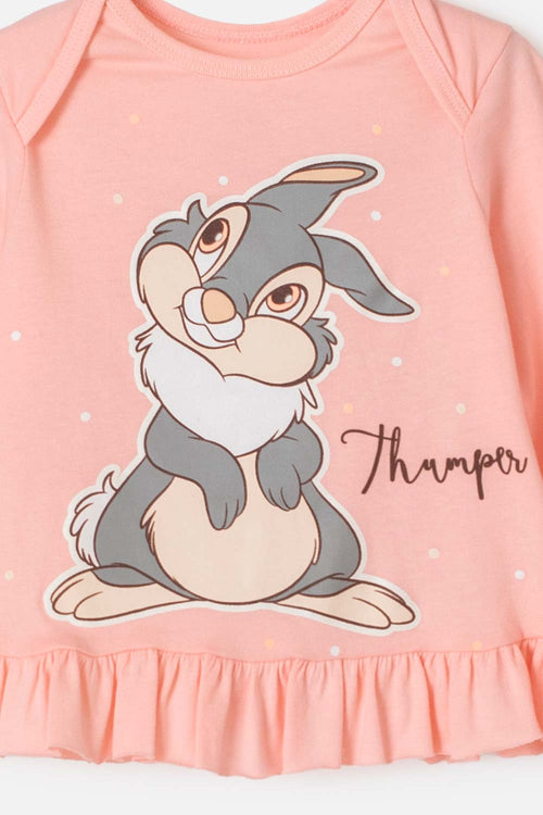 BAMBI LONG PANT PAJAMAS IN MANDARIN AND IVORY FOR BABY GIRLS