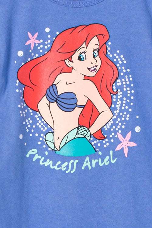 GIRL'S T-SHIRT, PURPLE SHORT SLEEVE LITTLE MERMAID