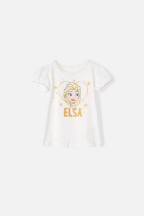 ELSA IVORY SHORT SLEEVE T-SHIRT FOR GIRLS 2T TO 5T