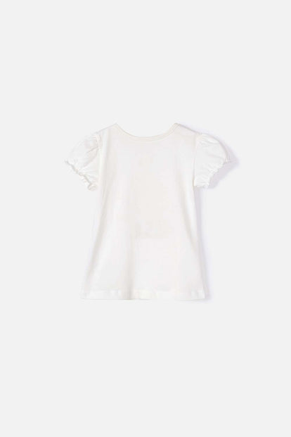 CAMISETA DE ELSA MARFIL MANGA CORTA PARA NIÑA 2T A 5T