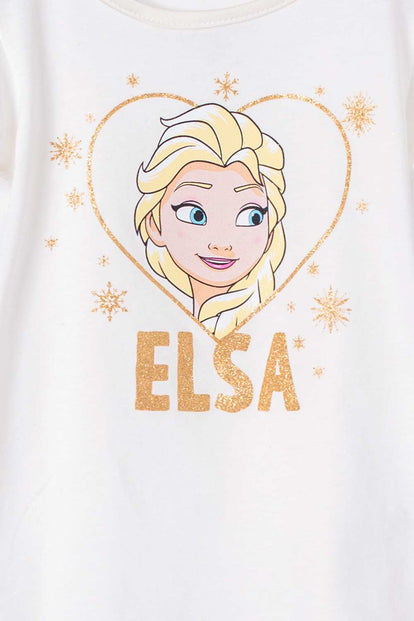 CAMISETA DE ELSA MARFIL MANGA CORTA PARA NIÑA 2T A 5T