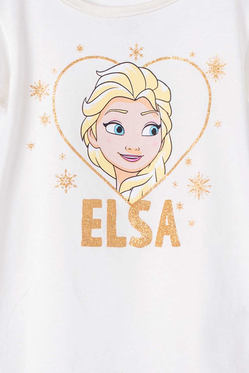 ELSA IVORY SHORT SLEEVE T-SHIRT FOR GIRLS 2T TO 5T