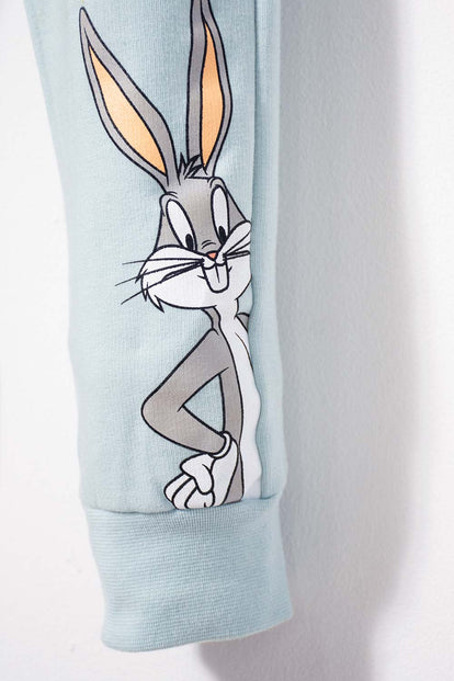 CONJUNTO LOONEY TUNES,  MARFIL /AGUA  PANTALÓN LARGO UNISEX