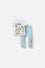 CONJUNTO DE LOONEY TUNES CON PANTALÓN MARFIL Y AZUL BEBÉ UNISEX