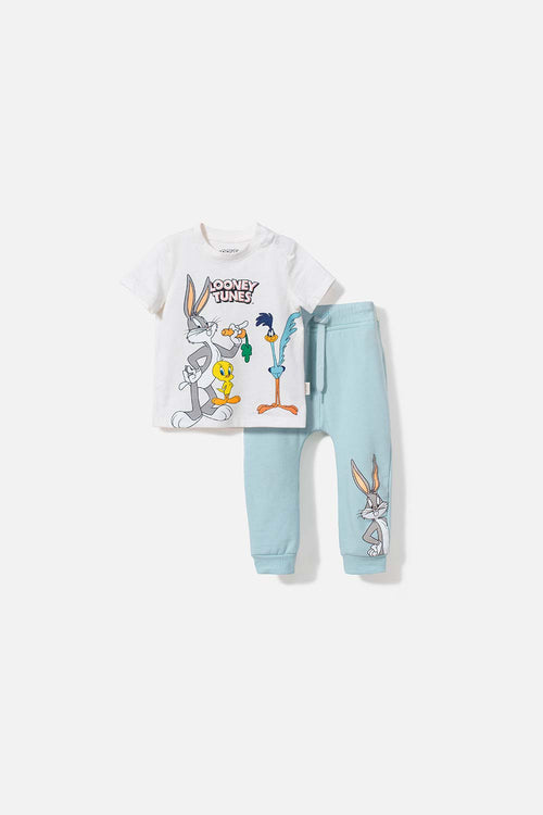 LOONEY TUNES OUTFIT WITH IVORY AND BABY BLUE PANTS UNISEX