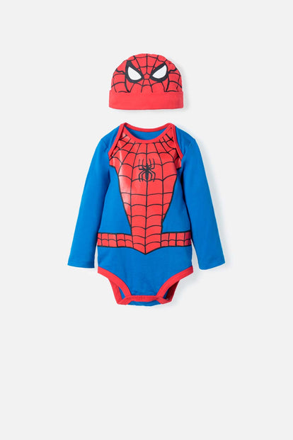 BODY DE SPIDER-MAN ROJO MANGA LARGA AZUL PARA BEBÉ NIÑO