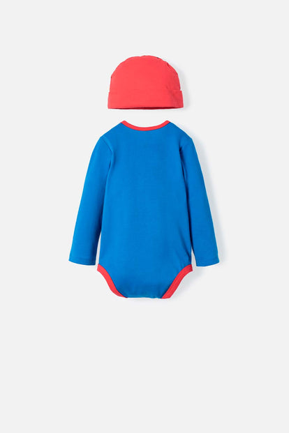 BODY DE SPIDER-MAN ROJO MANGA LARGA AZUL PARA BEBÉ NIÑO