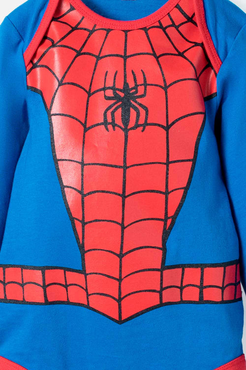 RED SPIDER-MAN BLUE LONG SLEEVE BODYSUIT FOR BABY BOY