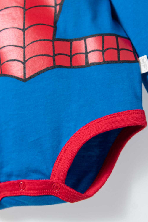 RED SPIDER-MAN BLUE LONG SLEEVE BODYSUIT FOR BABY BOY