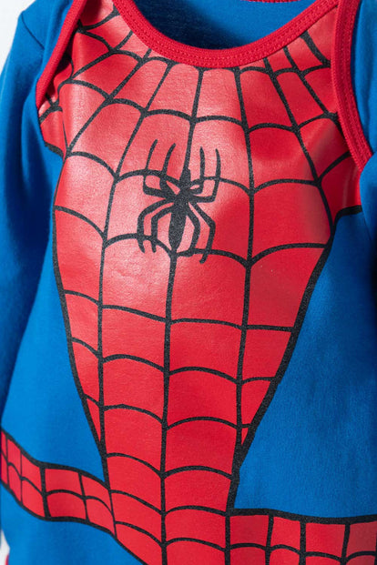 BODY DE SPIDER-MAN ROJO MANGA LARGA AZUL PARA BEBÉ NIÑO