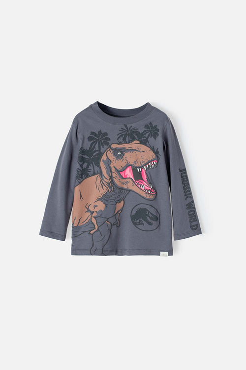BOY'S GREEN JURASSIC LONG SLEEVE SHIRT 2T TO 5T