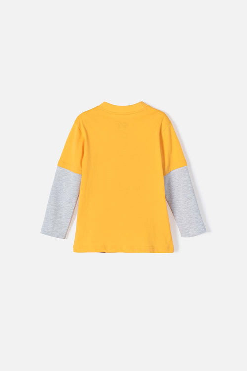 BOY'S MUSTARD AND GREY TASMANIA LONG SLEEVE T-SHIRT