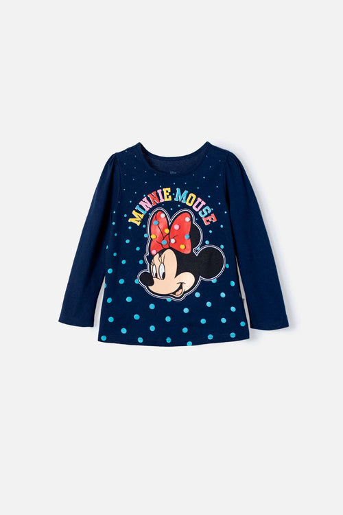 GIRL'S MINNIE MOUSE LONG-SLEEVE BLUE T-SHIRT 2T TO 5T