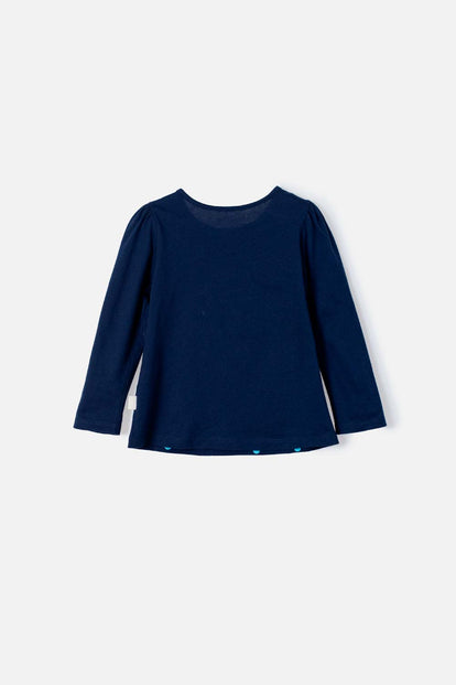 CAMISETA DE MINNIE MOUSE AZUL MANGA LARGA PARA NIÑA 2T A 5T