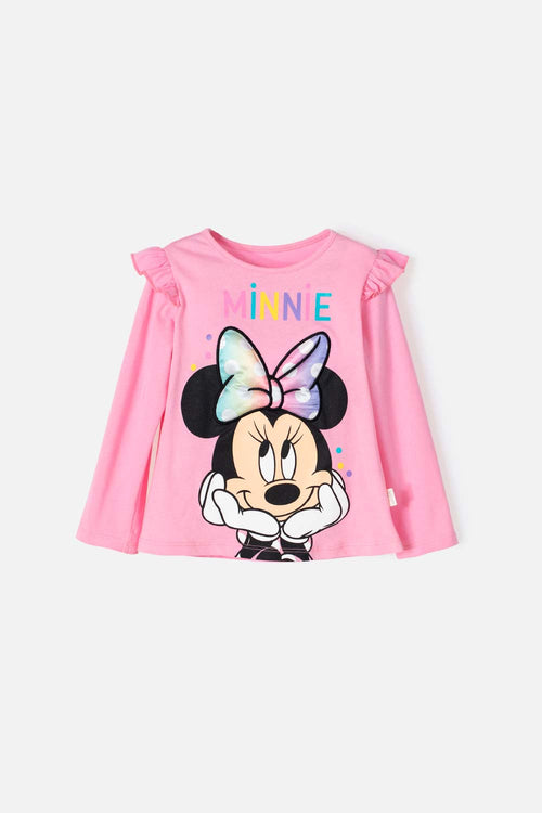 GIRL'S PINK MINNIE MOUSE LONG-SLEEVED SHIRT 2T TO 5T