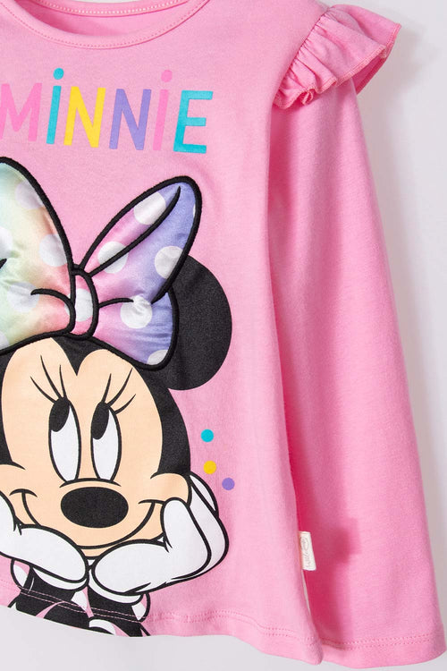 GIRL'S PINK MINNIE MOUSE LONG-SLEEVED SHIRT 2T TO 5T