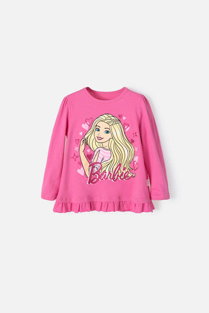 CAMISETA DE BARBIE MANGA LARGA FUCSIA PARA NIÑA