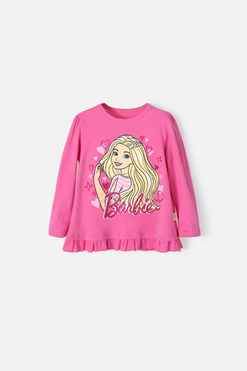 BARBIE LONG SLEEVE FUCHSIA T-SHIRT FOR GIRL