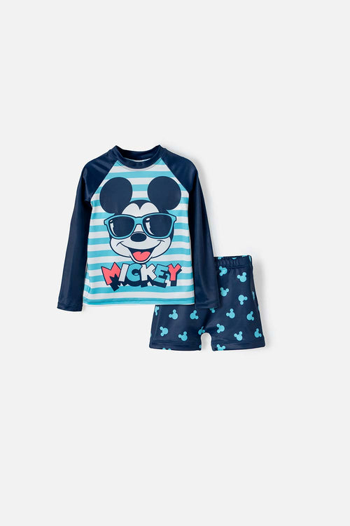 MICKEY MOUSE BLUE LONG-SLEEVED SWIM SET FOR BOYS 2T TO 5T