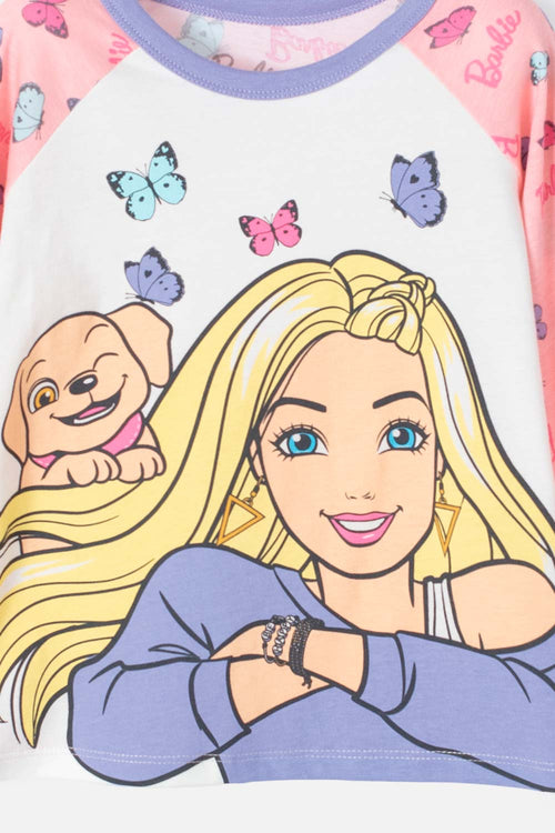 BARBIE PINK LONG-PANTS PAJAMA FOR GIRLS 2T TO 5T