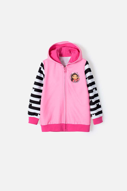 GABBY'S DOLLHOUSE OPEN PINK SWEATER FOR GIRLS 2T TO 5T