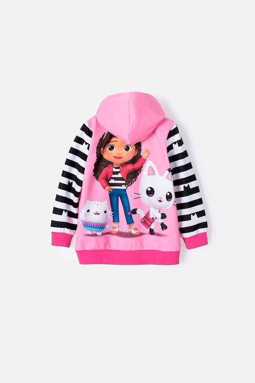 GABBY'S DOLLHOUSE OPEN PINK SWEATER FOR GIRLS 2T TO 5T