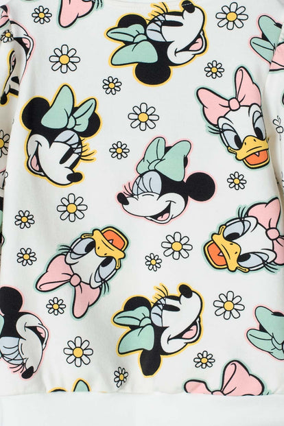 CONJUNTO DE MINNIE MOUSE MARFIL DE MANGA LARGA PARA NIÑA 2T A 5T
