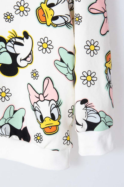 CONJUNTO DE MINNIE MOUSE MARFIL DE MANGA LARGA PARA NIÑA 2T A 5T