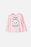 CAMISETA DE LA GATA MARIE MANGA LARGA ROSADA PARA NIÑA