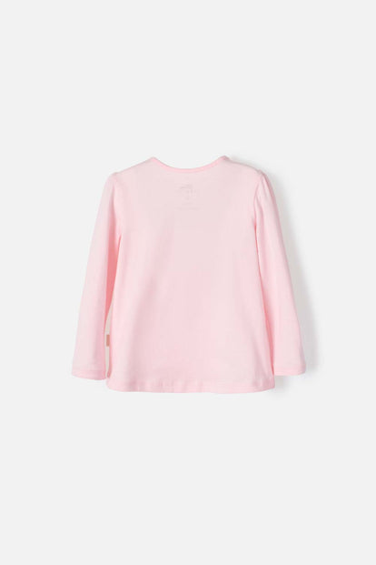 CAMISETA DE LA GATA MARIE MANGA LARGA ROSADA PARA NIÑA