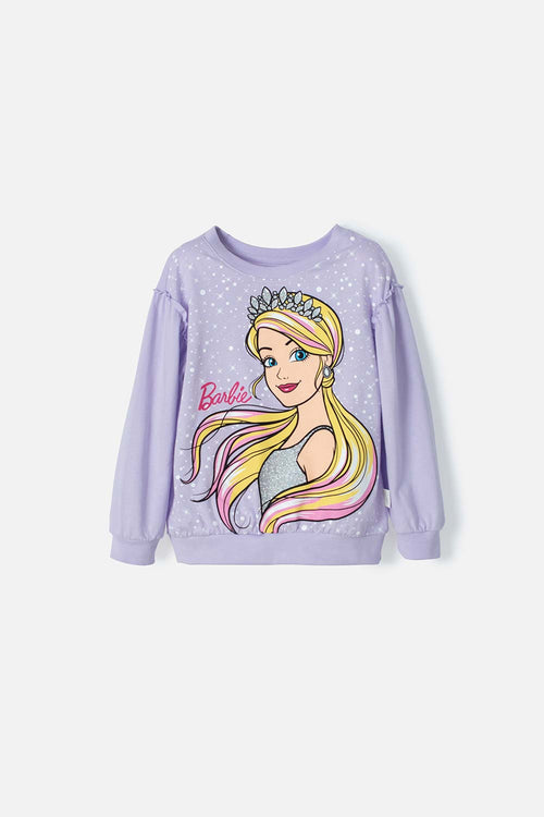 BARBIE LONG SLEEVE LILAC T-SHIRT FOR GIRL 2T TO 5T