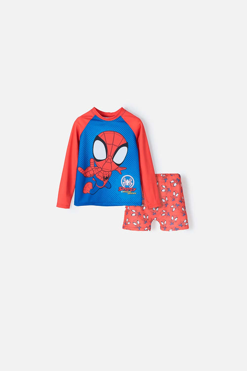 SPIDEY AND HIS AMAZING FRIENDS LONG-SLEEVED RED BATHING SUIT FOR TODDLER BOYS 2T TO 5T