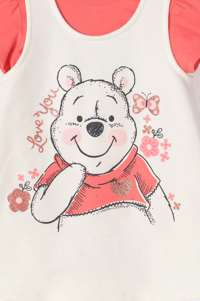 VESTIDO DE WINNIE THE POOH MANGA CORTA MARFIL PARA BEBE NIÑA
