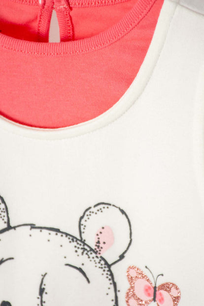VESTIDO DE WINNIE THE POOH MANGA CORTA MARFIL PARA BEBE NIÑA
