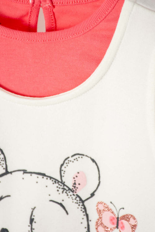 IVORY WINNIE THE POOH SHORT-SLEEVED DRESS FOR BABY GIRLS