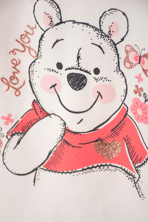 IVORY WINNIE THE POOH SHORT-SLEEVED DRESS FOR BABY GIRLS