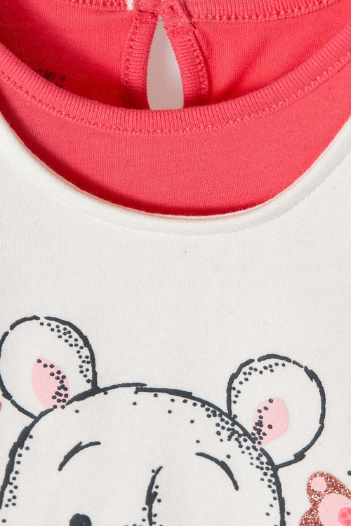 IVORY WINNIE THE POOH LONG SLEEVE DRESS FOR BABY GIRL