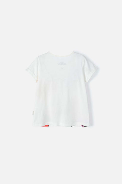 CAMISETA DE MICKEY MOUSE MARFIL MANGA CORTA PARA NIÑA 2T A 5T