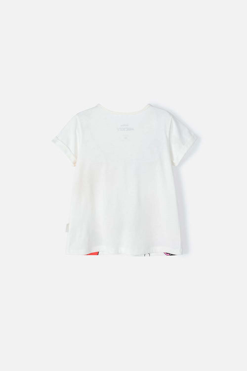 GIRLS' MICKEY MOUSE IVORY SHORT SLEEVE T-SHIRT 2T TO 5T