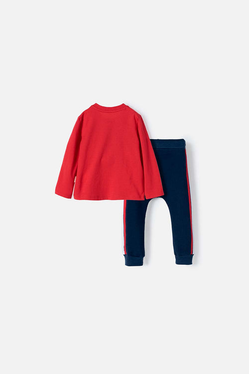 BABY BOY'S MICKEY MOUSE RED AND DARK BLUE PANT SET
