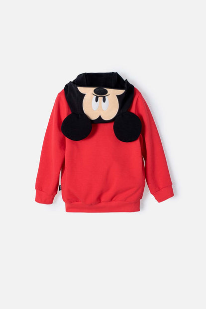 BUZO DE MICKEY MOUSE ROJO CON CAPUCHA PARA NIÑO 2T A 5T